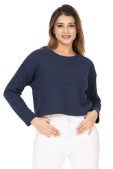 6587 Navy Soft Wool Full Sleeve Winter Top TWENTY ME