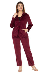 6713 Wine Cord Set Full Sleeve Solid Valvet Winter Wear TWENTY ME