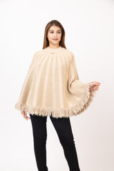 7085 Camel Ponchu Acrylic Blend Winter Wear TWENTY ME
