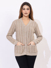 2015 Beige Casual Full Sleeve with Front Pockets Women's Cardigans Winter WearTWENTY ME