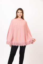7085 Pink Ponchu Acrylic Blend Winter Wear TWENTY ME