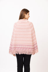 7106 Pink Ponchu Acrylic Blend Winter Wear TWENTY ME
