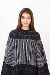 7084 Black Acrylic Blend Poncho Winter Wear TWENTY ME