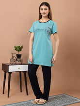 Tme-504 Firozi Round Neck Cotton Night Suit Summer Wear TWENTY ME