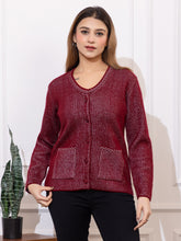 2892 Maroon Acrylic Nylon Button Closure Soft & Warm Cardigans Winter Wear TWENTY ME