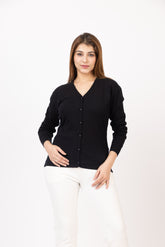 2186 Black Stylish Self Design Cardigans Winter Wear TWENTY ME