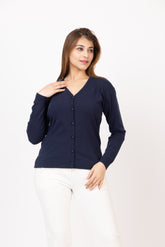 2186 Navy Stylish Self Design Cardigans Winter Wear TWENTY ME