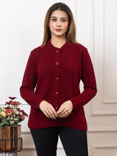 2395 Maroon Full Sleeve with Side Pockets Women's Cardigans Winter Wear TWENTY ME