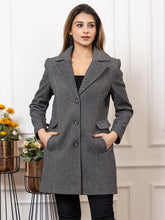 4357 D.Grey acrylic Blend Collared Full Sleeve Women's Coat Winter Wear TWENTY ME