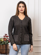2892 Black Acrylic Nylon Button Closure Soft & Warm Cardigans Winter Wear TWENTY ME