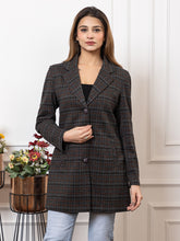 4410 D.Grey Acrylic Blend Collared Checked Coat Winter Wear TWENTY ME