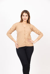 2186 Camel Stylish Self Design Cardigans Winter Wear TWENTY ME