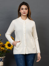 2395 White Full Sleeve with Side Pockets Women's Cardigans Winter Wear TWENTY ME