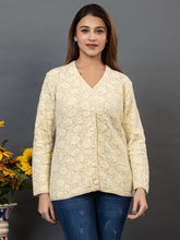 2004 Acrylic Wool V Neck Full Sleeve Button Self Design/Solid Cardigans