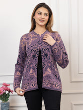 2912 Purple Acrylic Nylon Soft and Warm Full Sleeve Winter Cardigan for Women's TWENTY ME