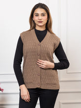1266 Mouse Self Design Sleeveless V Neck Acrylic Wool Warm Front Two Pockets Cardigan TWENTY ME