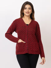 2394 Maroon V neck Cardigan winter wear TWENTY ME