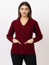 2402 Maroon V neck Cardigan winter wear TWENTY ME