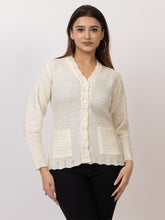 2402 Off White V neck Cardigan winter wear TWENTY ME