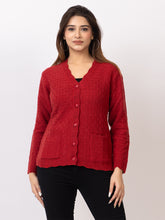 2402 Red V neck Cardigan winter wear TWENTY ME