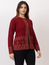 2868 Maroon Crew Neck Cardigan winter wear TWENTY ME