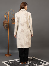 TWENTY ME Women's Elegant Single Breasted Tweed fabric Longline Coat | Classic Notch Lapel Coat (4399)