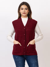 1269 Maroon Sleeveless V Neck Cardigan Winter Wear TWENTY ME