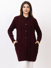 4689 D Maroon Crew Neck Cardigan winter wear TWENTY ME