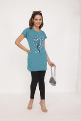 VR-006 D Firozi Cotton Stylish Tshirt Summer Wear TWENTY ME