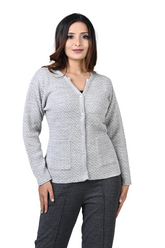 2287 Grey Knitted V-Neck Cardigan Button closure with Pockets TWENTY ME