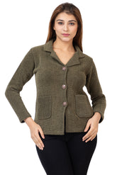 2815 Olive Knitted Notched-Collar Cardigan with Pockets TWENTY ME