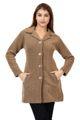 4576 Camel Full Sleeve with Pockets Women's Long Cardigans Winter Wear twenty me