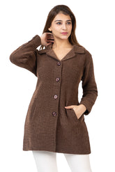 4576 Brown Full Sleeve with Pockets Women's Long Cardigans Winter Wear twenty me
