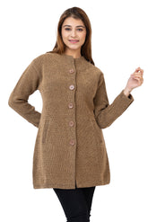 4577 Camel Full Sleeve with Pockets and buttons Women's Long Cardigans Winter Wear twenty me