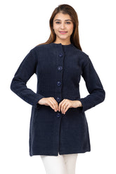 4577 Navy Full Sleeve with Pockets and buttons Women's Long Cardigans Winter Wear twenty me