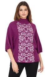 6283 Pink Self Design Round Neck Sweater TWENTY ME