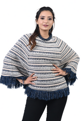 6429 Blue Ponchu Stylish Winter Wear TWENTY ME