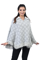 6470 Grey Ponchu Stylish Winter Wear TWENTY ME