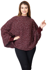 7077 Maroon Ponchu Winter Wear TWENTY ME