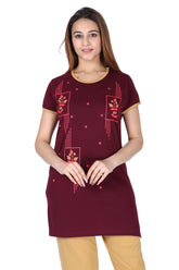 DG-506 Maroon Round Neck Night Suit Summer Wear TWENTY ME