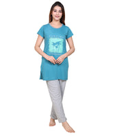 VR-501 Sea Green Round Neck Night Suit Summer Wear TWENTY ME