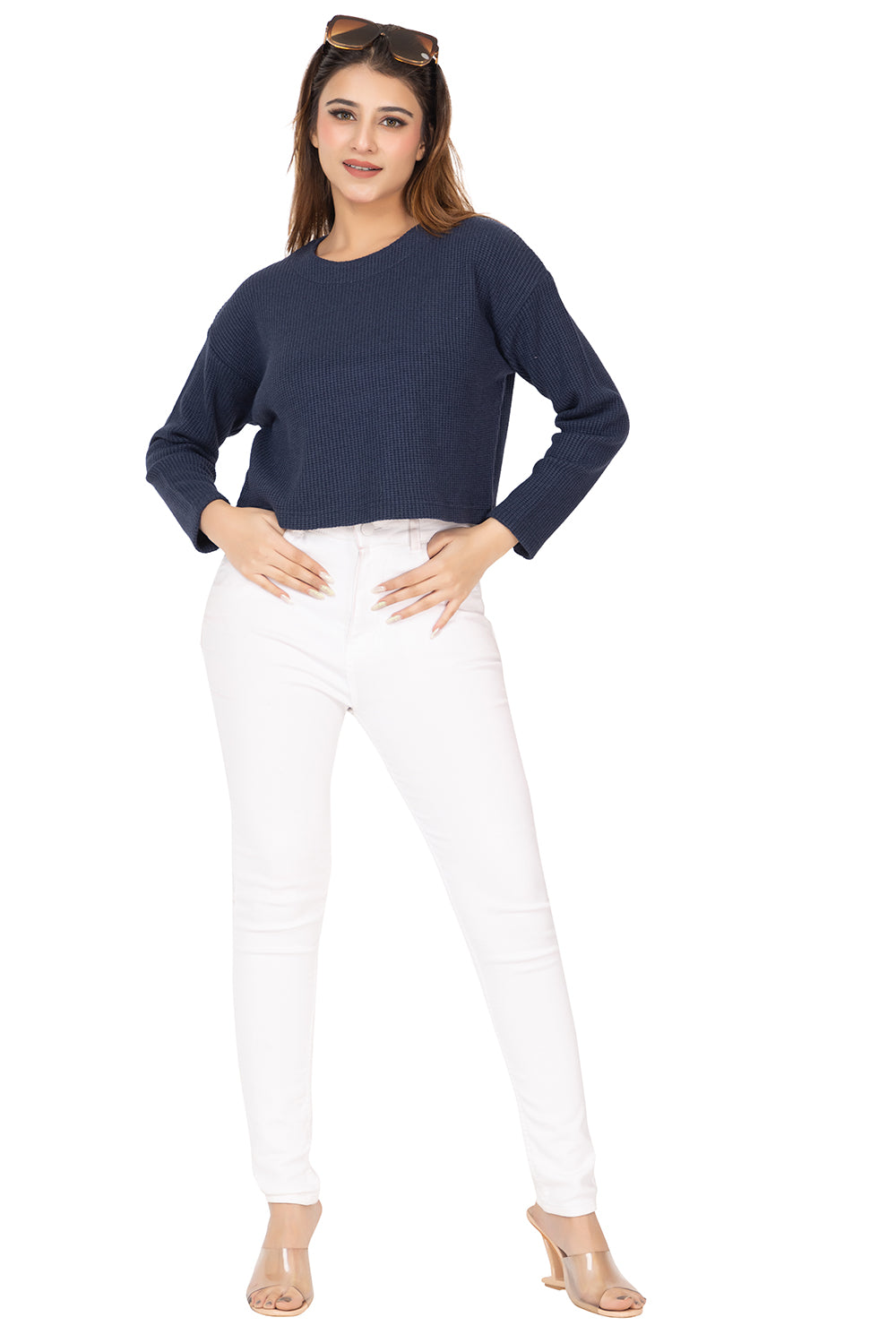 6587 Navy Soft Wool Full Sleeve Winter Top TWENTY ME