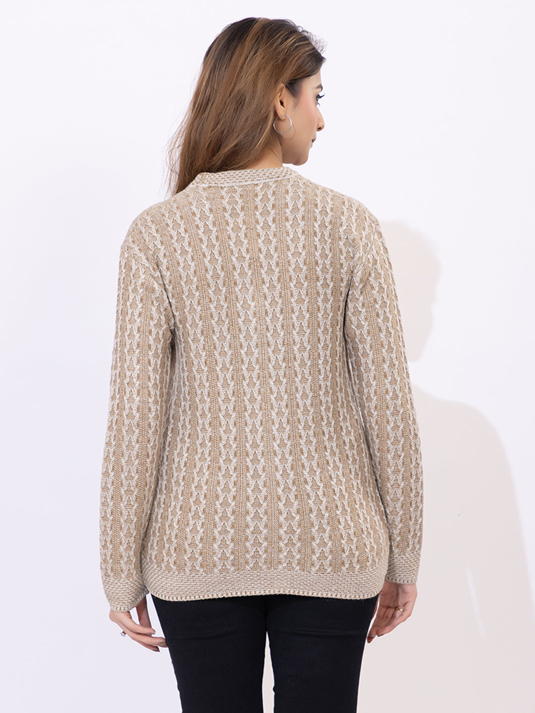 2015 Beige Casual Full Sleeve with Front Pockets Women's Cardigans Winter WearTWENTY ME