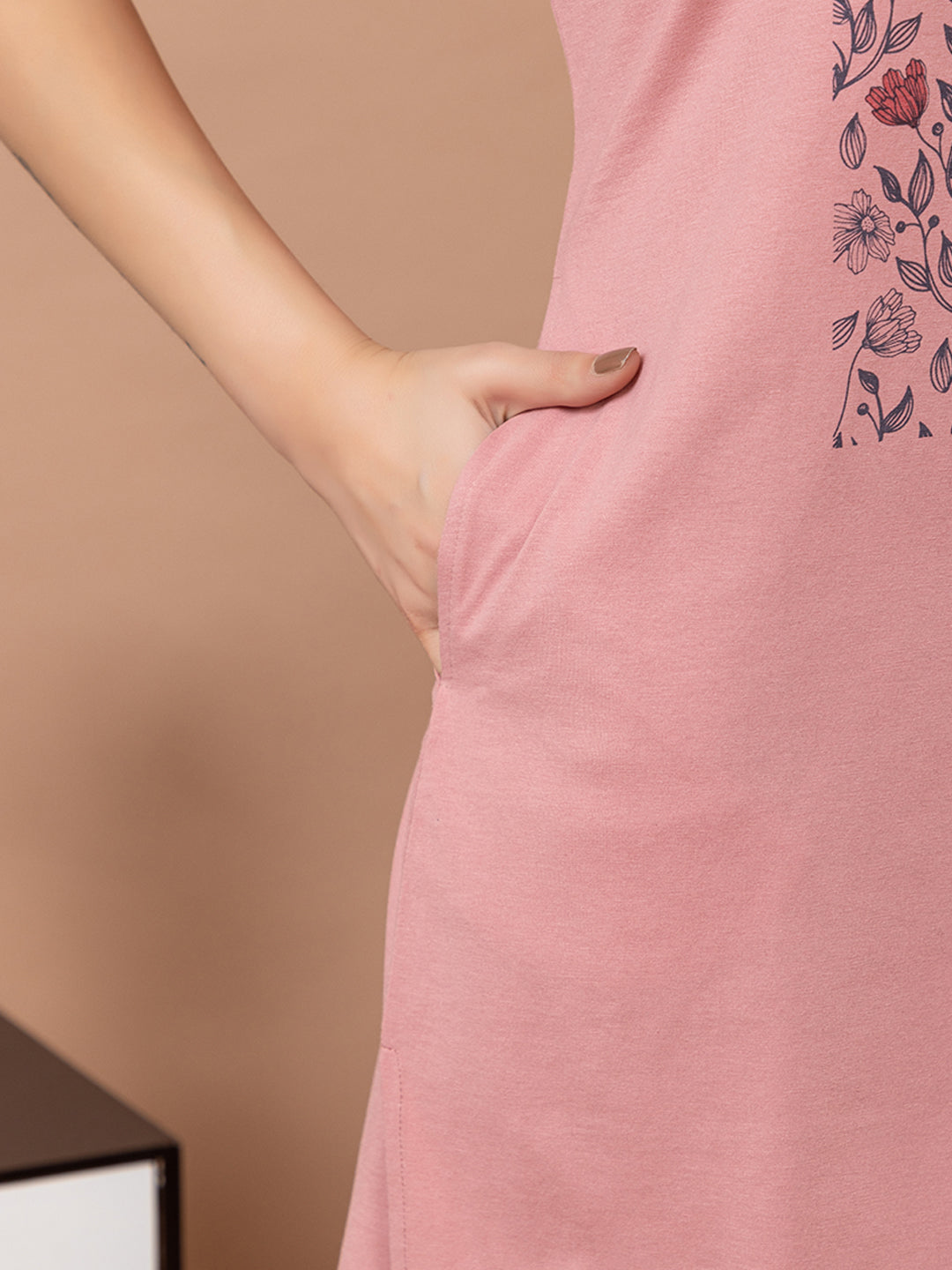 Tme-503 LT.Pink Round Neck Cotton  Night Suit Summer Wear TWENTY ME