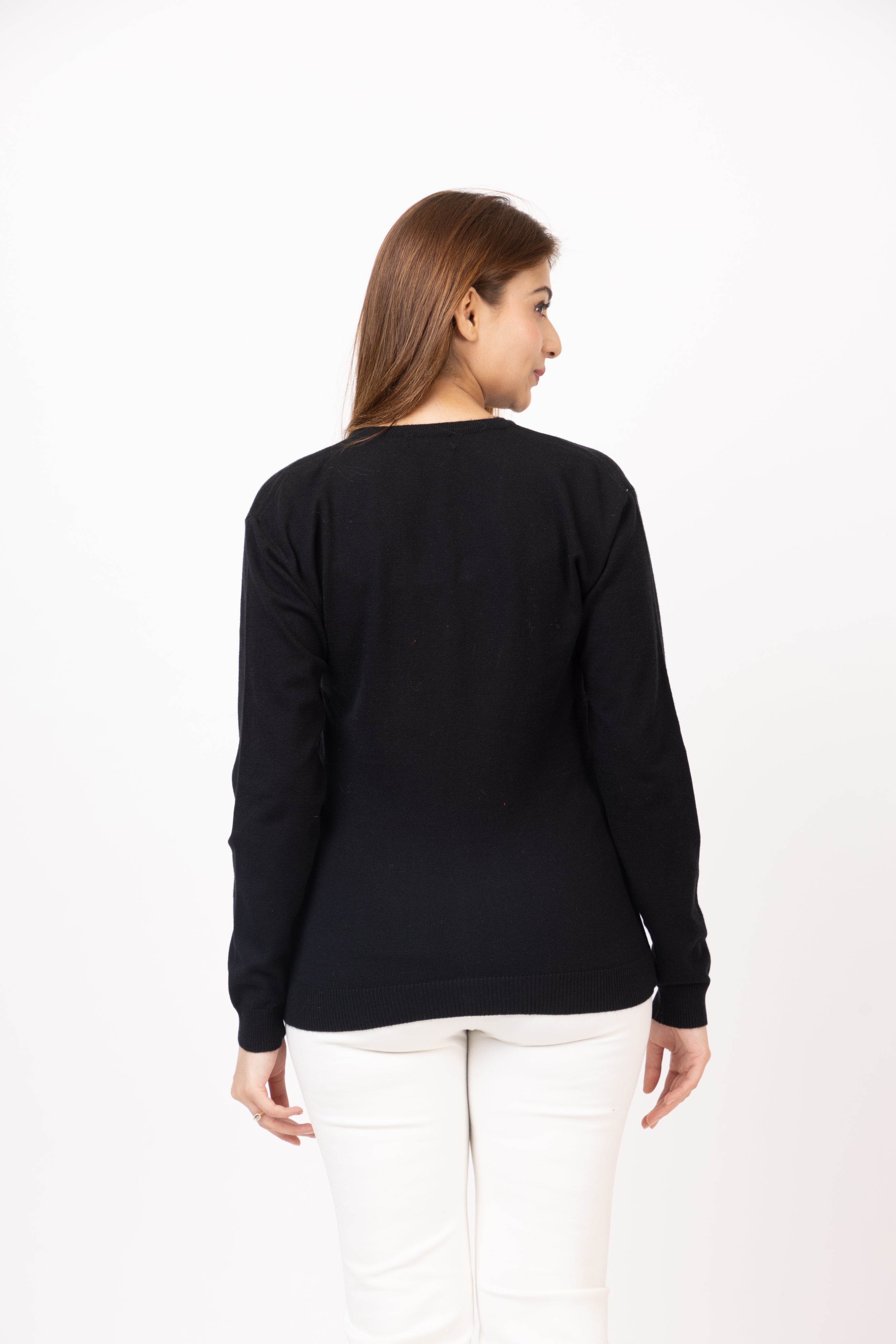 2186 Black Stylish Self Design Cardigans Winter Wear TWENTY ME