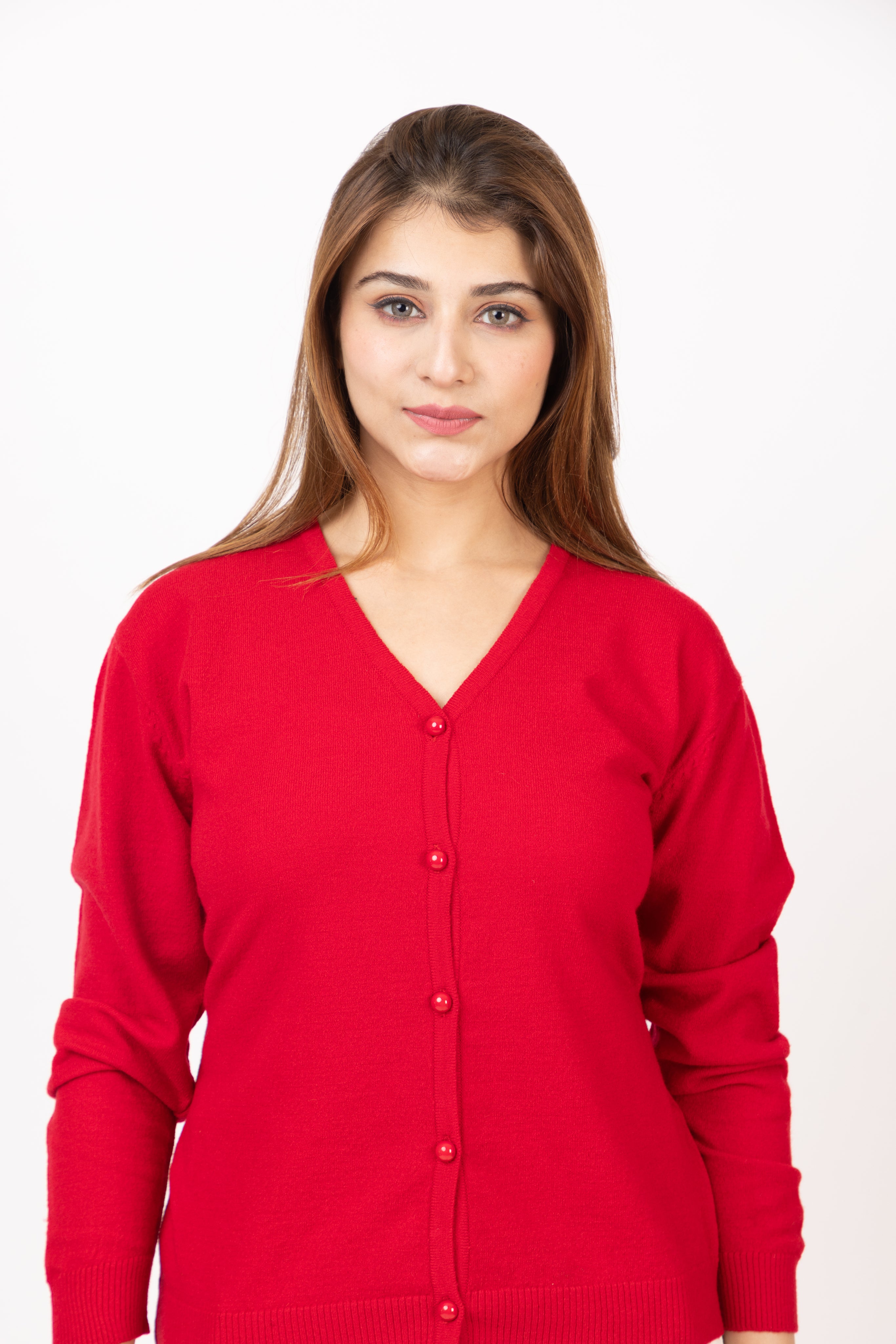 2186 Red Stylish Self Design Cardigans Winter Wear TWENTY ME
