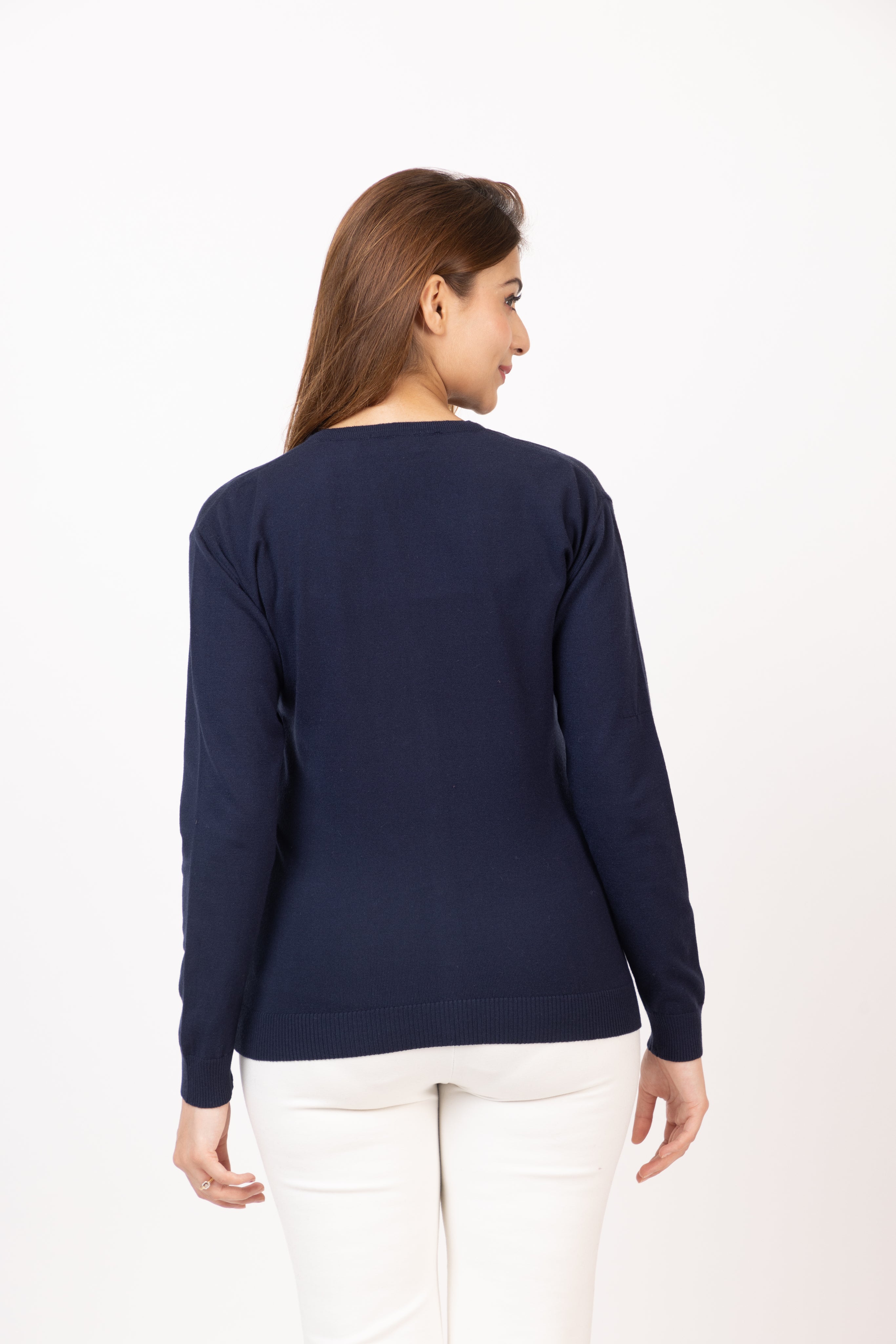 2186 Navy Stylish Self Design Cardigans Winter Wear TWENTY ME
