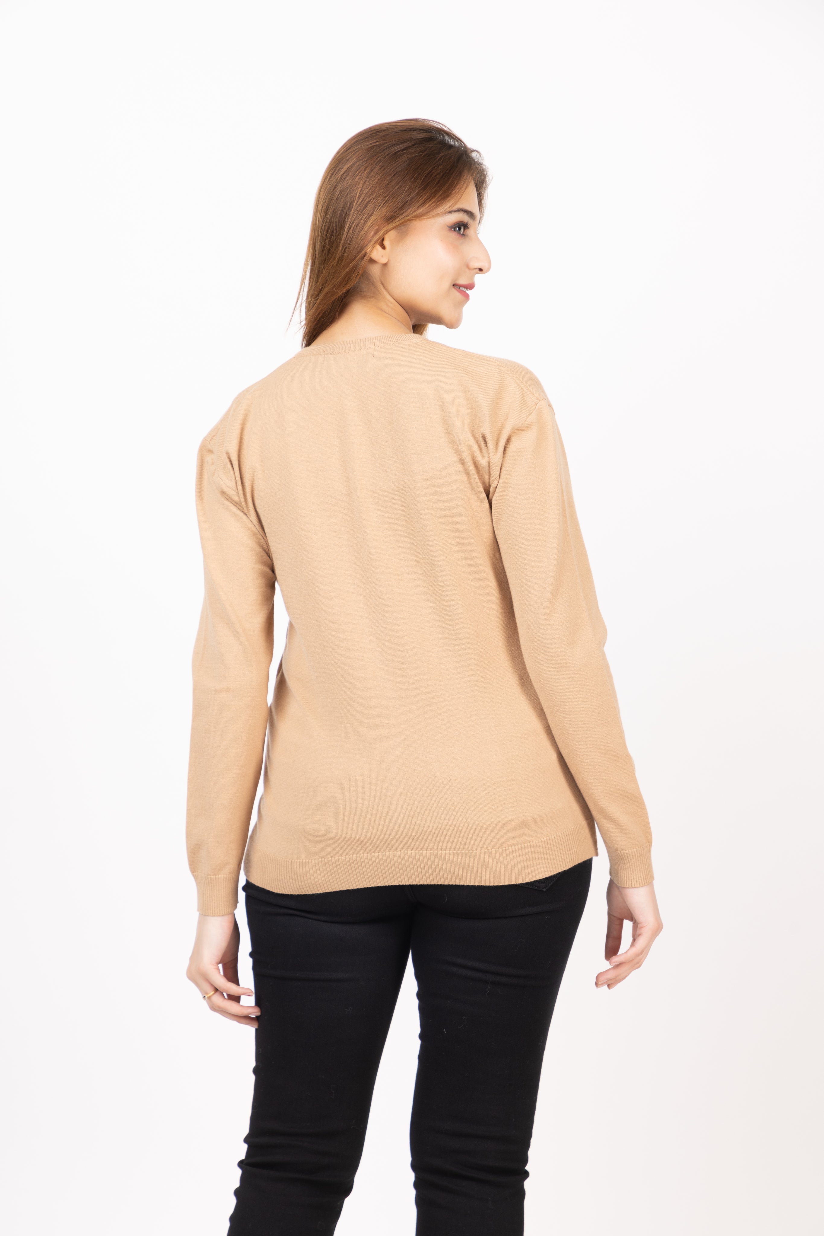2186 Camel Stylish Self Design Cardigans Winter Wear TWENTY ME