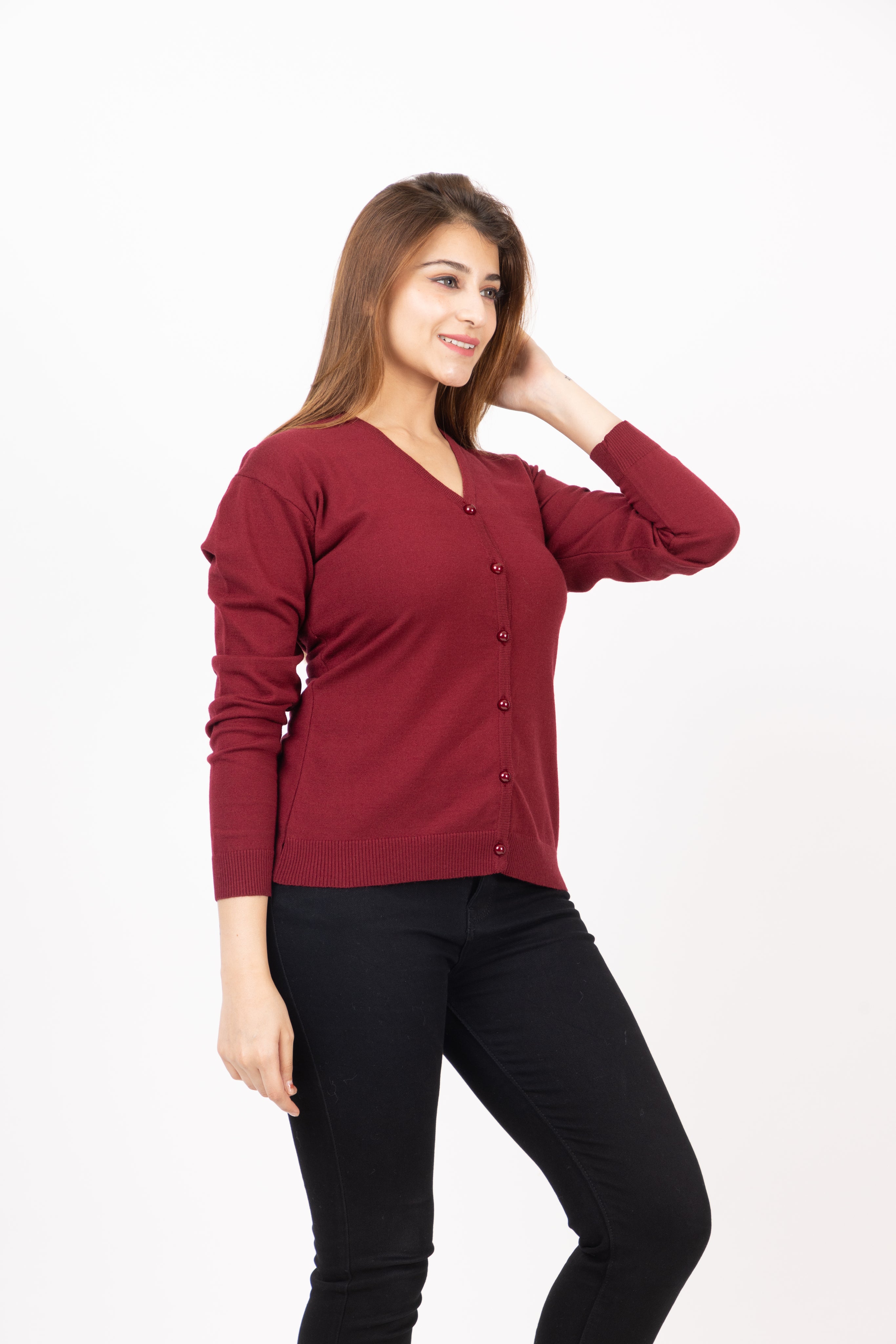 2186 Wine Stylish Self Design Cardigans Winter Wear TWENTY ME