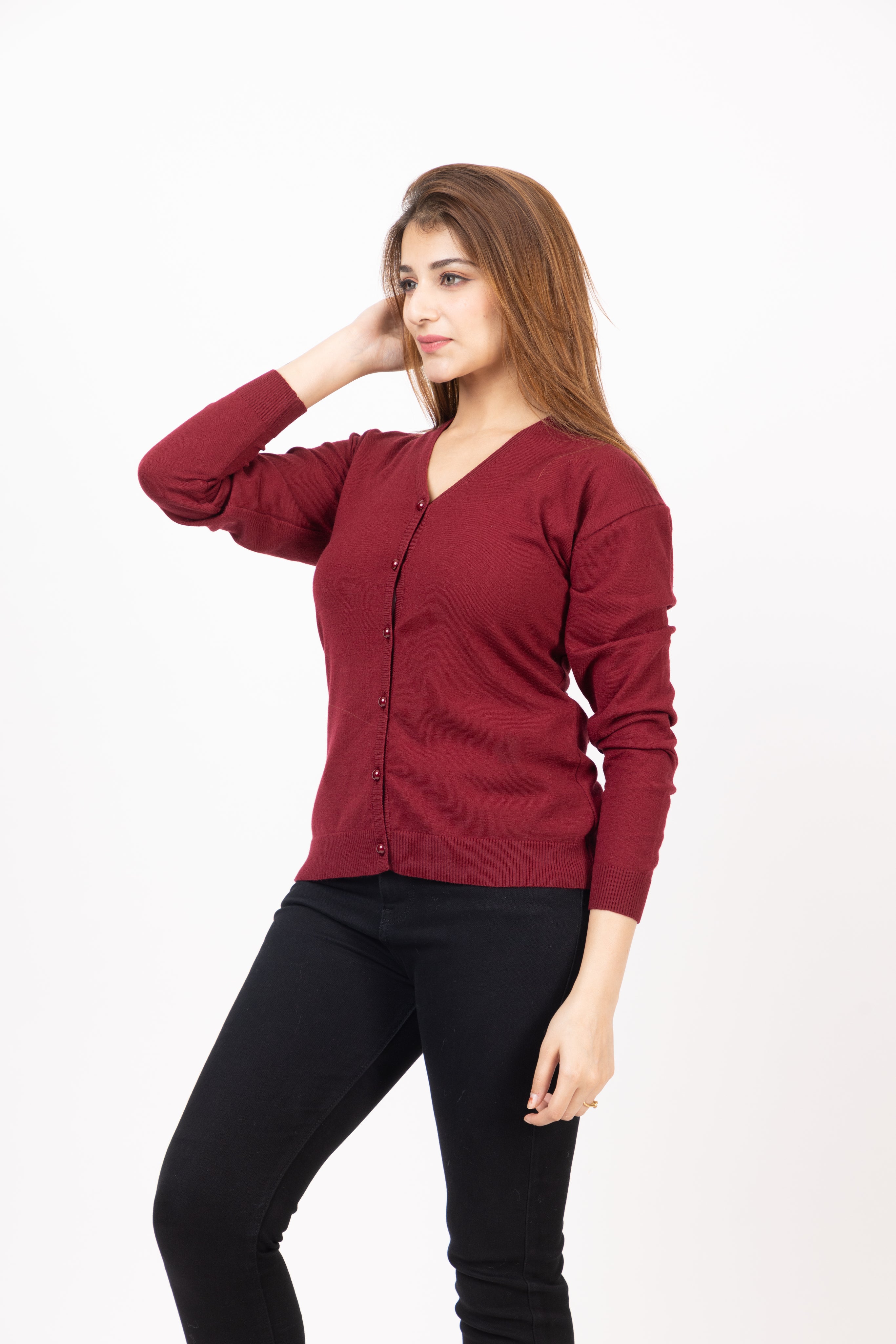 2186 Wine Stylish Self Design Cardigans Winter Wear TWENTY ME